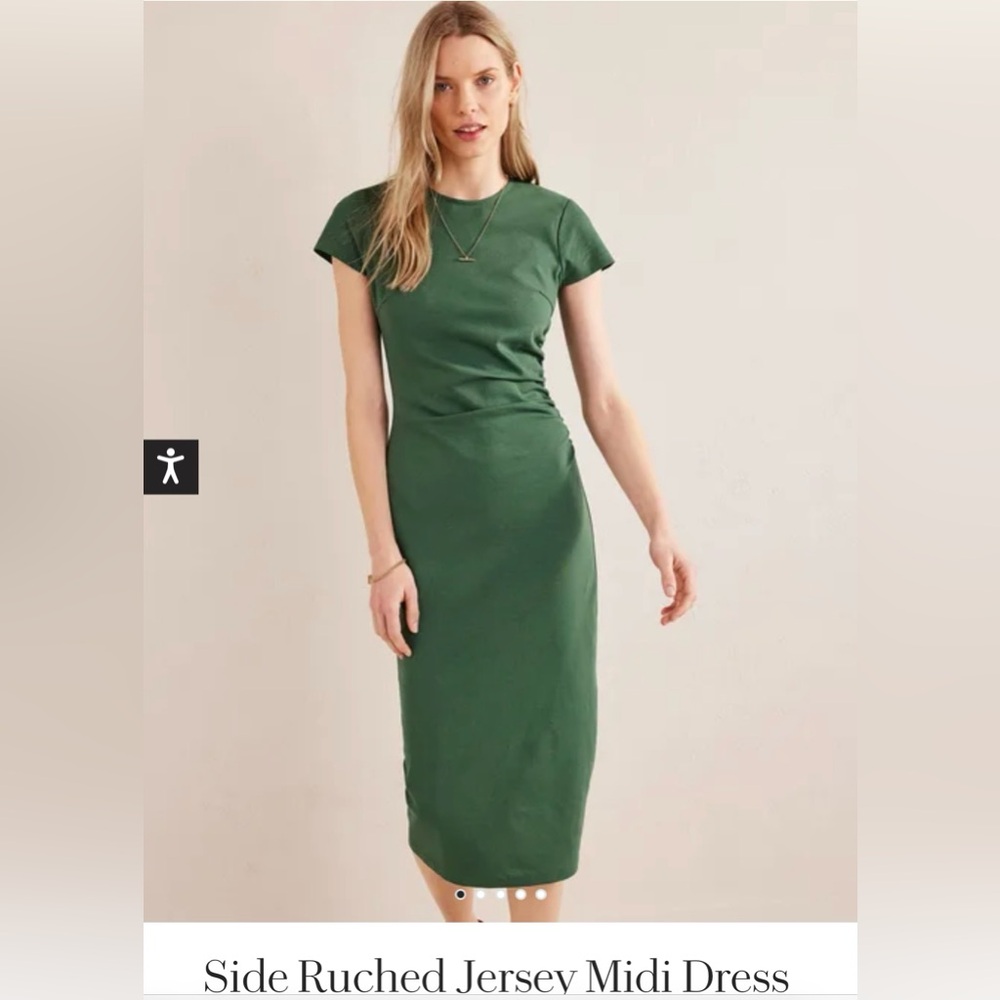 Boden | NWT Side Ruched Jersey Midi Dress palm leaf